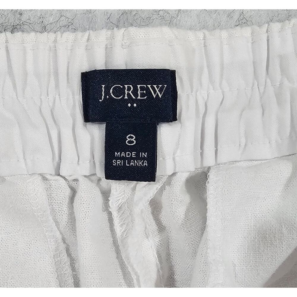 J.Crew Linen-Cotton Blend Cropped Sailor Pant, White, Women Sz 8, New - Picture 3 of 11